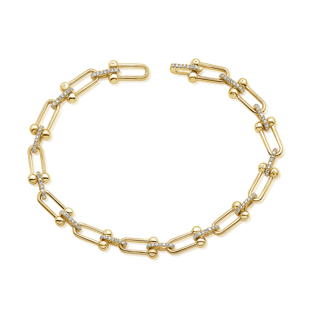 14k Yellow Gold and Diamond Chain Bracelet