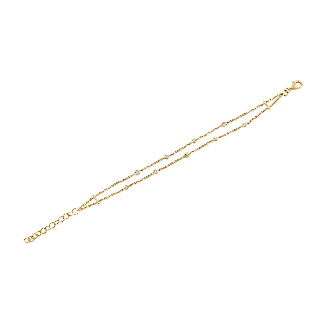 14K Yellow Gold Double Diamond by the Yard Bracelet