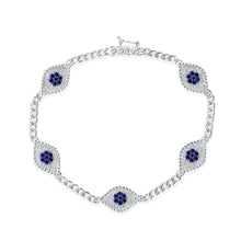 Load image into Gallery viewer, 14K Gold Evil Eye Sapphire Diamond Bracelet with Cuban Chain
