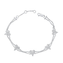 Load image into Gallery viewer, 14K Gold Double Chain Diamond Heart Bracelet
