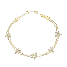 Load image into Gallery viewer, 14K Gold Double Chain Diamond Heart Bracelet
