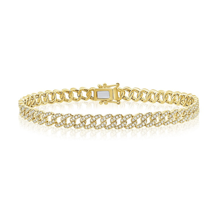 14K Gold Medium Diamond Cuban Link Bracelet