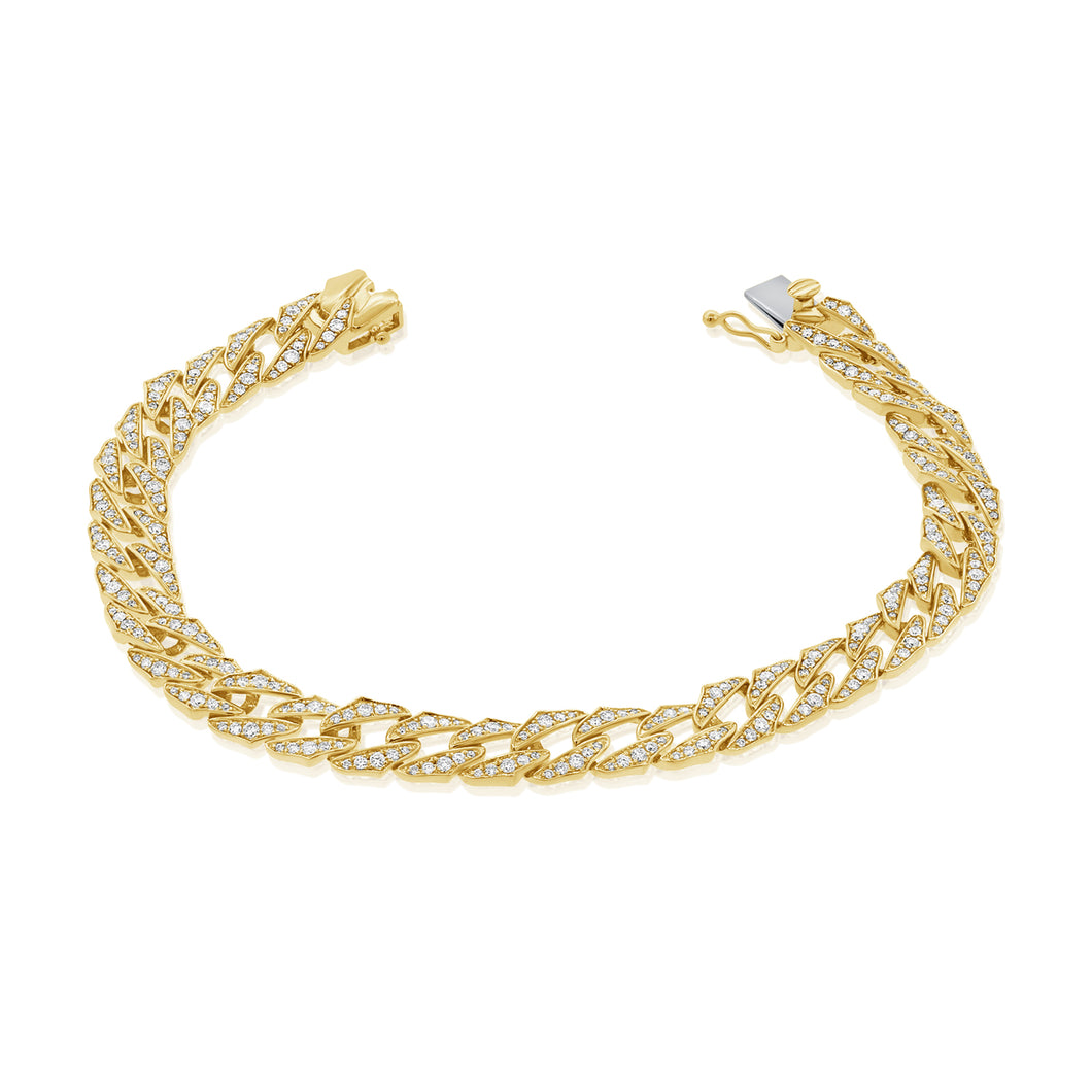 14K Gold Cuban Link Diamond Bracelet