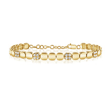 Load image into Gallery viewer, 14K Yellow Gold Alternating Gold Diamond Cushion Shape Bracelet
