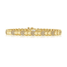 Load image into Gallery viewer, 14K Yellow Gold Alternating Diamond Discs Bracelet
