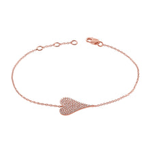 Load image into Gallery viewer, 14K Gold Diamond Large Elongated Sideways Heart Bracelet
