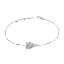 Load image into Gallery viewer, 14K Gold Diamond Large Elongated Sideways Heart Bracelet
