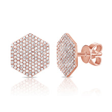 Load image into Gallery viewer, 14K Gold Diamond Large Hexagon Stud Earrings
