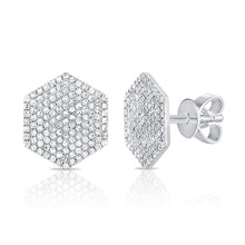 Load image into Gallery viewer, 14K Gold Diamond Large Hexagon Stud Earrings
