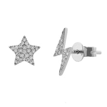 Load image into Gallery viewer, 14K Gold Mix and Match Diamond Star and Lightning Bolt Studs
