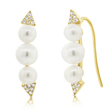 Load image into Gallery viewer, 14K Yellow Gold Pearl Diamond Ear Crawler
