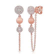Load image into Gallery viewer, 14k Gold Diamond Circle Chain Earrings
