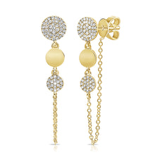 Load image into Gallery viewer, 14k Gold Diamond Circle Chain Earrings
