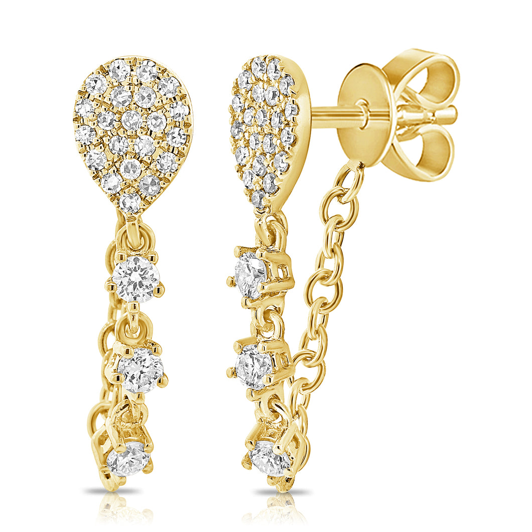 14K Gold Diamond Chain Earrings