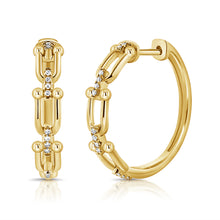 Load image into Gallery viewer, 14K Yellow Gold Diamond Link Hoops
