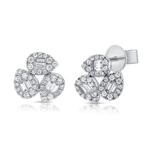 Load image into Gallery viewer, 14K White Gold Diamond Baguette Pear Cluster Studs
