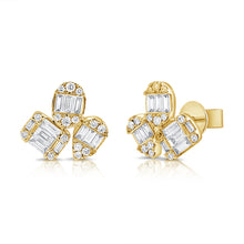 Load image into Gallery viewer, 14K Gold and Diamond Baguette Multi-Shape Earrings
