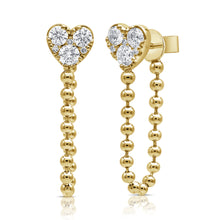 Load image into Gallery viewer, 14K Yellow Gold Diamond Heart Ball Chain Earrings
