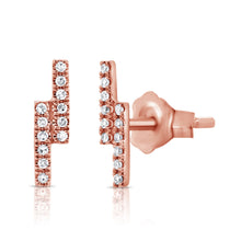 Load image into Gallery viewer, 14K Gold Double Diamond Bar Studs
