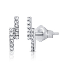 Load image into Gallery viewer, 14K Gold Double Diamond Bar Studs
