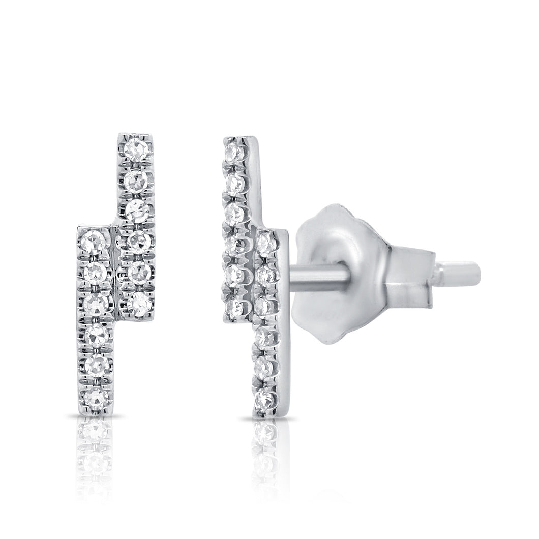 14K Gold Double Diamond Bar Studs