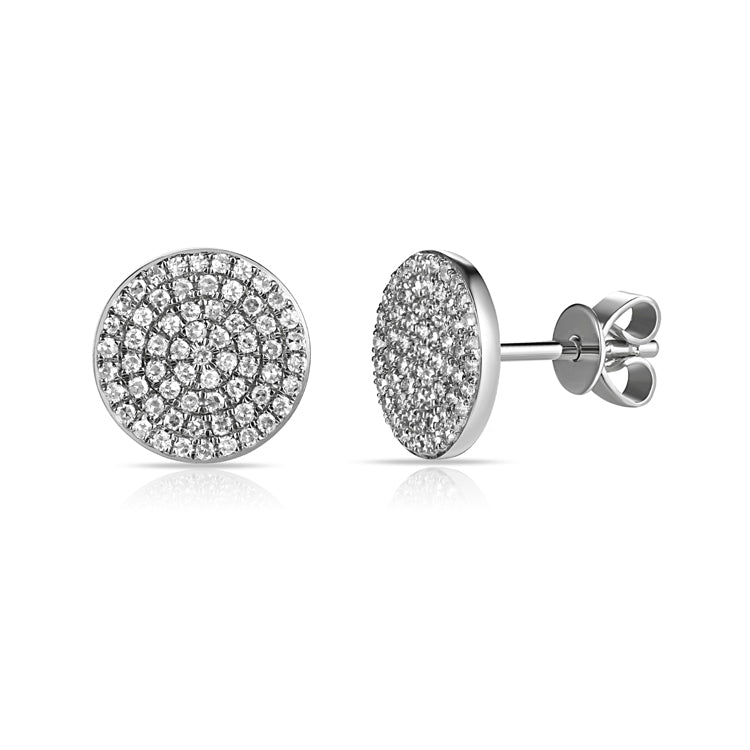 14K Gold Diamond Medium Circle Stud Earrings