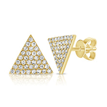 Load image into Gallery viewer, 14k Gold and Diamond Small Triangle Stud Earrings
