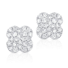 Load image into Gallery viewer, 14K White Gold Diamond Small Clover Studs
