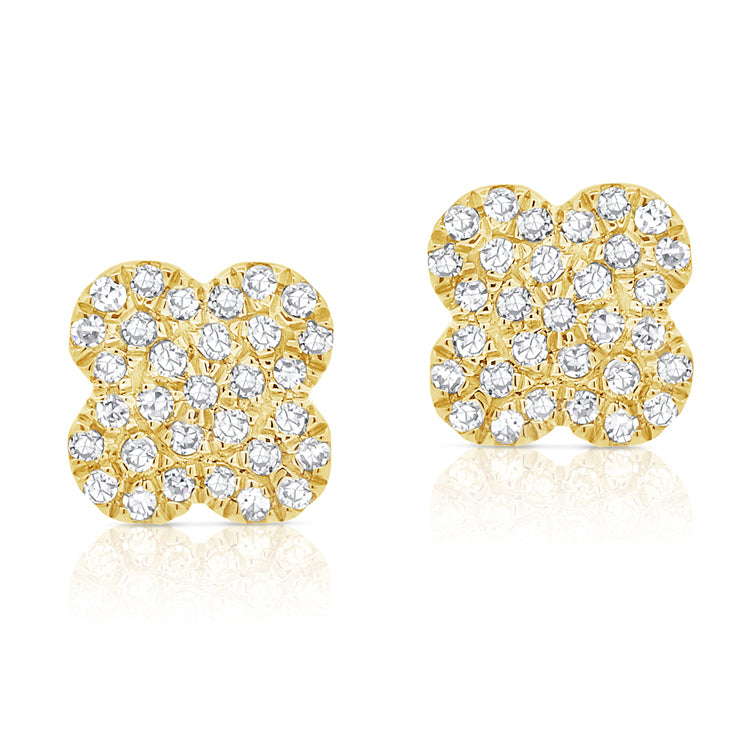 14K Gold and Diamond Clover Studs