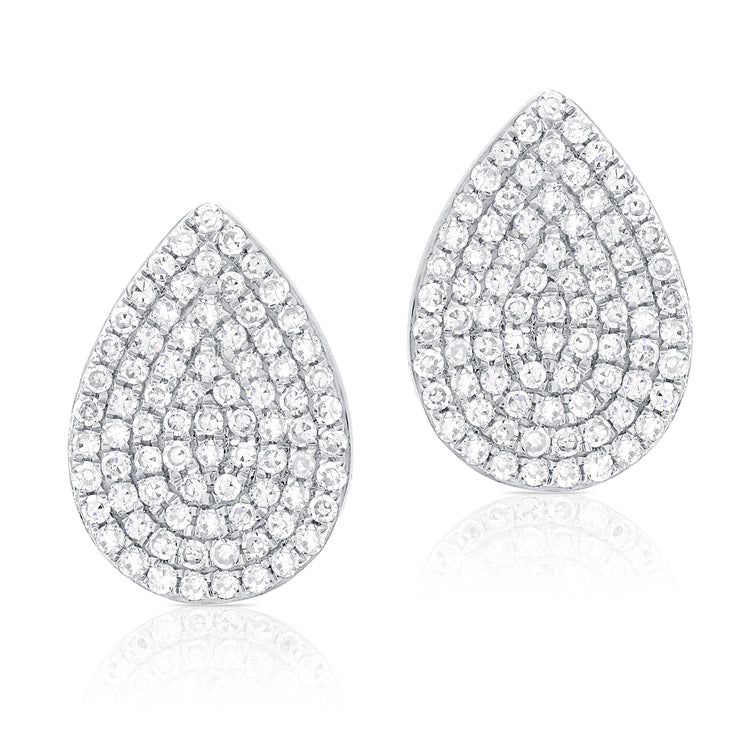 14K Gold Large Diamond Teardrop Studs
