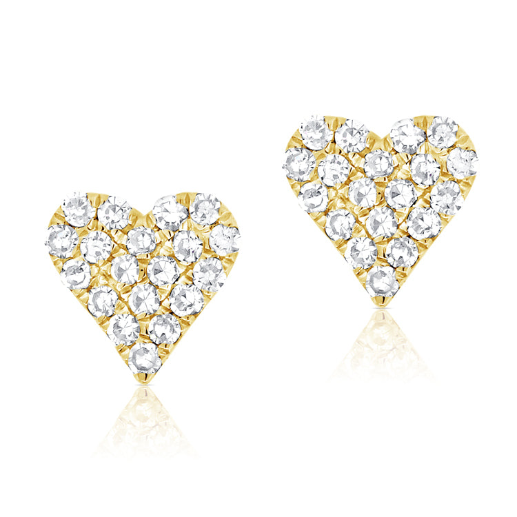 14K Gold Diamond Mini Heart Studs (Second Hole Only)