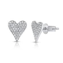 Load image into Gallery viewer, 14k Gold Diamond Large Elongated Heart Studs
