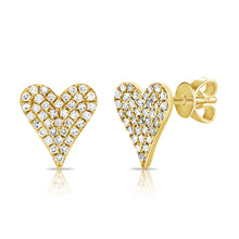 Load image into Gallery viewer, 14K Gold Diamond Medium Elongated Heart Studs
