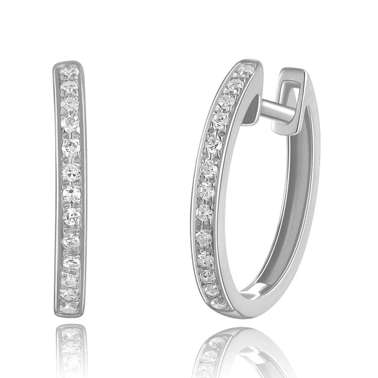 14K Gold Diamond Huggie Earrings