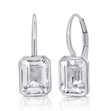 Load image into Gallery viewer, 14K Yellow Gold White Topaz Bezel Drop Earrings
