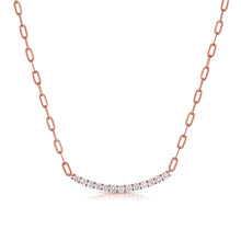 Load image into Gallery viewer, 14K Gold Diamond Curve and Paperclip Chain Necklace

