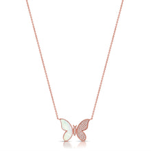Load image into Gallery viewer, 14K Gold Half Diamond and Mother of Pearl Butterfly Necklace
