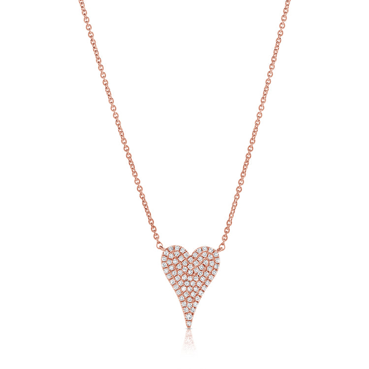 14K Gold Diamond Small Elongated Heart Necklace