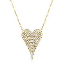Load image into Gallery viewer, 14K Gold Diamond Large Elongated Heart Necklace

