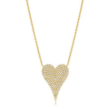 Load image into Gallery viewer, 14K Gold Diamond Extra Large Elongated Heart Necklace
