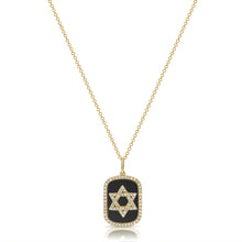 Load image into Gallery viewer, 14K Yellow Gold Diamond Black Star of David Necklace
