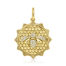 Load image into Gallery viewer, 14K Yellow Gold Diamond Bee Necklace Charm
