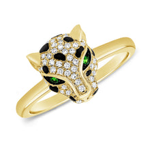 Load image into Gallery viewer, 14K Yellow Gold Diamond Panther Ring
