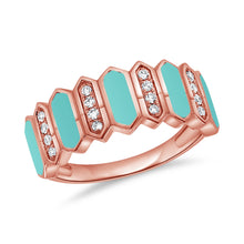 Load image into Gallery viewer, 14K Gold Alternating Turquoise and Diamond Ring
