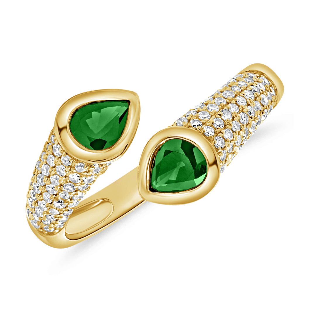 14K Gold Diamond and Emerald Wrap Ring