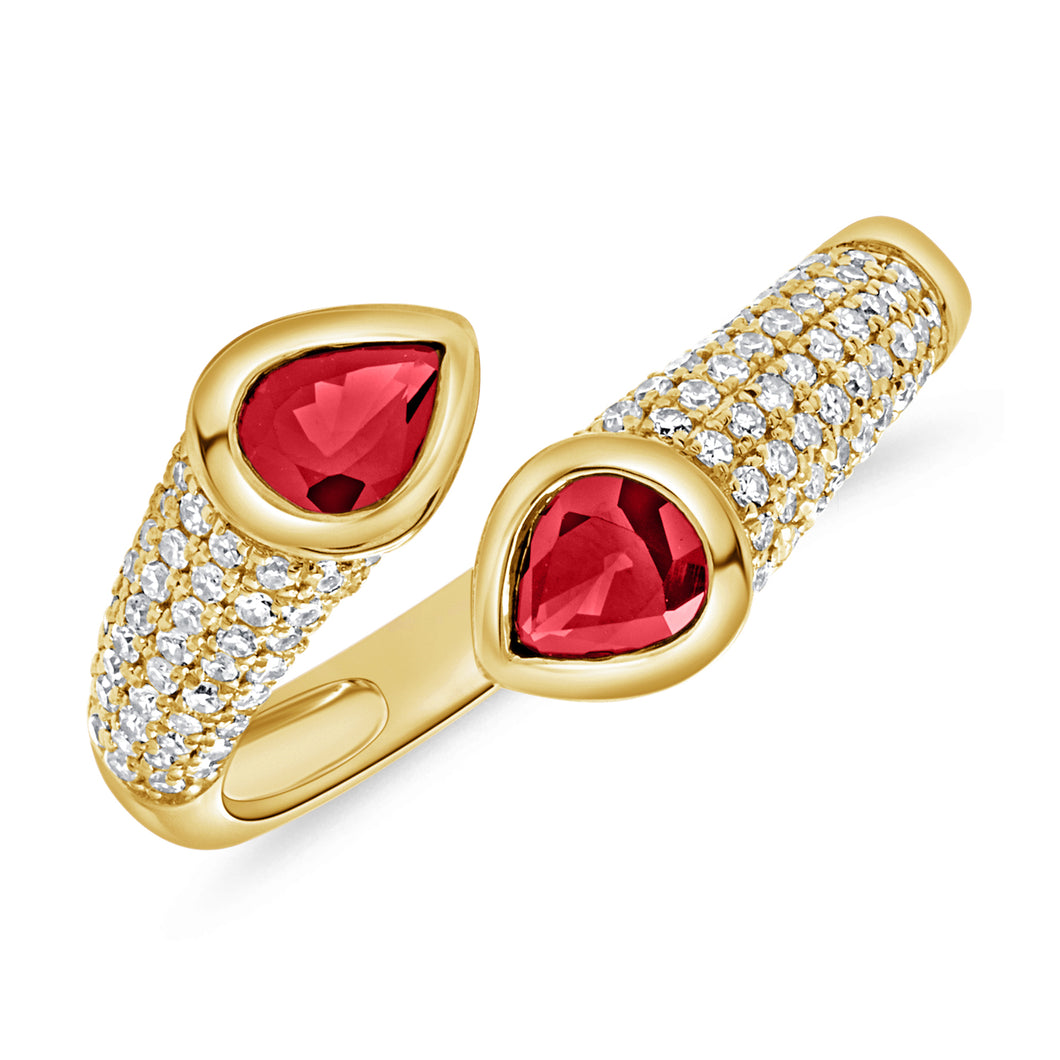 14K Yellow Gold Diamond and Ruby Wrap Ring