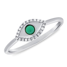 Load image into Gallery viewer, 14K Gold Diamond Turquoise Evil Eye Ring
