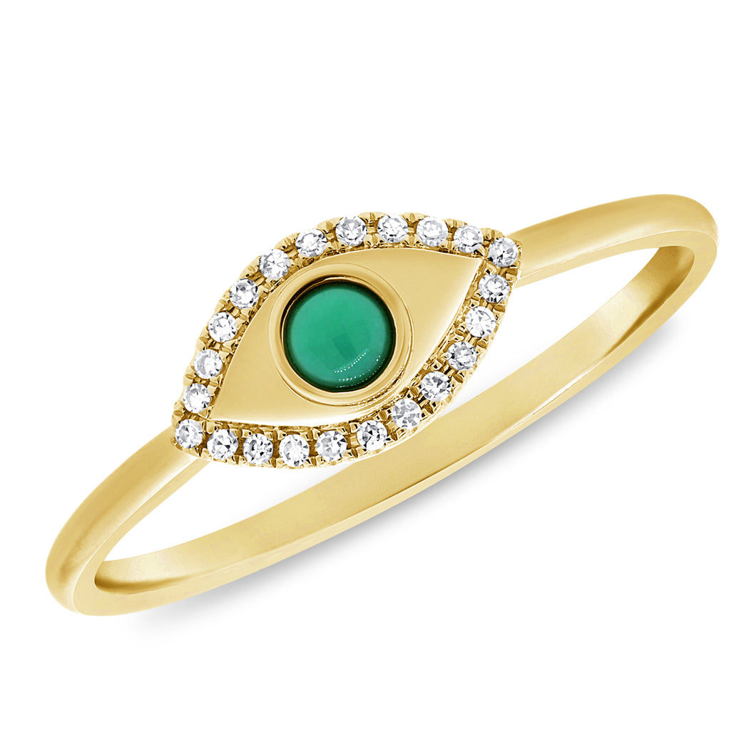 14K Gold Diamond Turquoise Evil Eye Ring