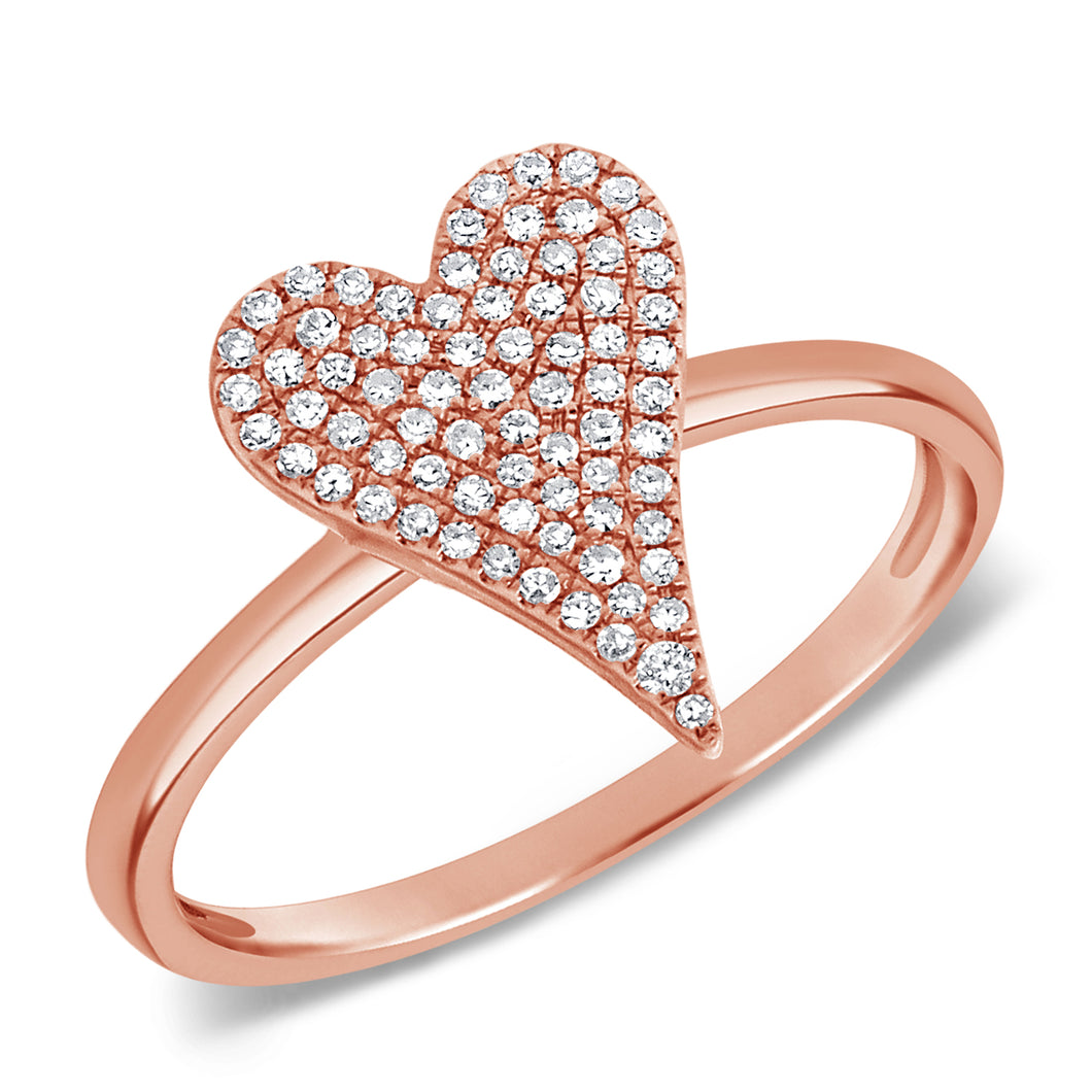 14K Gold Diamond Small Elongated Heart Ring