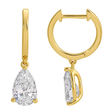 Load image into Gallery viewer, 14K Yellow Gold Lab Grown Pear Drop Earrings
